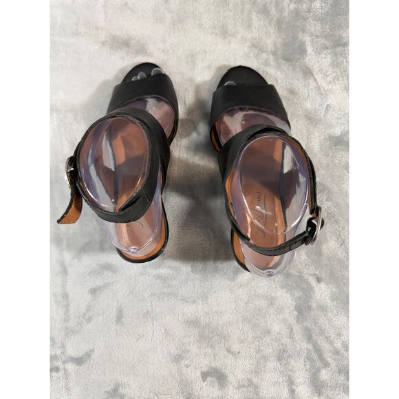 Lucky Brand womens 6.5 black straps wedge heel 2.5" minor scuff look at pictures - Picture 16 of 16
